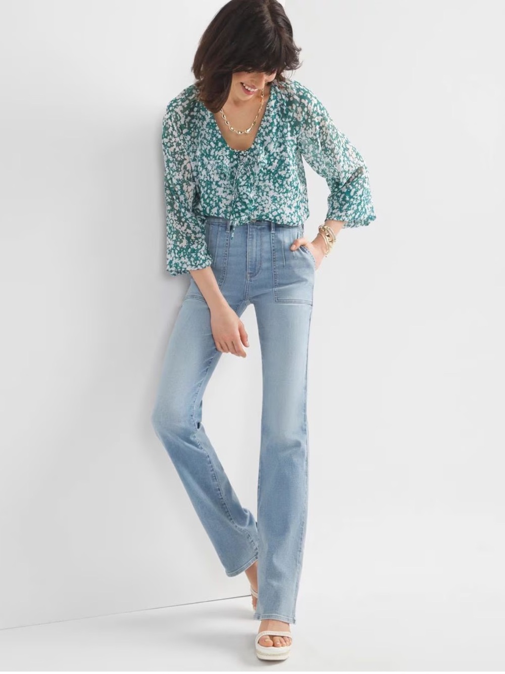 White House Black Market High-Rise Everyday Soft Patch Pocket Bootcut Jeans